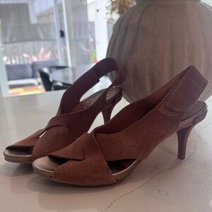 PEDRO GARCIA Suede Slingback Peep-Toe Heels MADE IN Spain  39 SOFT PINK